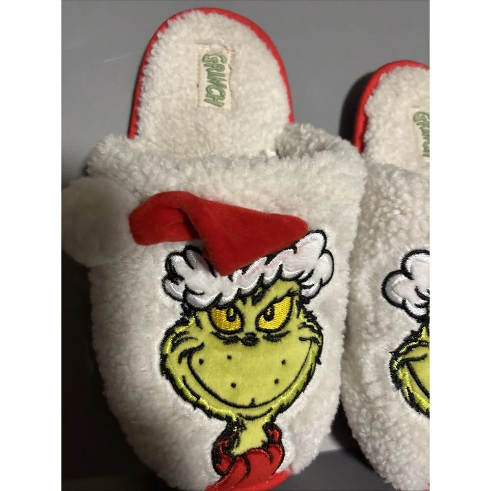 Dr. Seuss Grinch Christmas Scuff Slippers Kids Boys Or  Girls Size 2-3